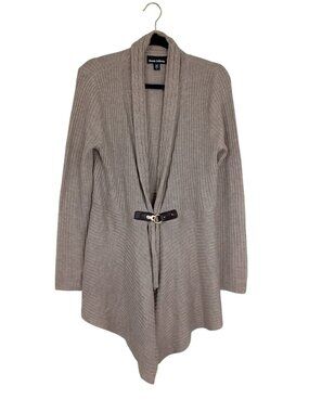 Ronnie Salloway Womens Beige Knit Cardigan With Belted Closure Size L